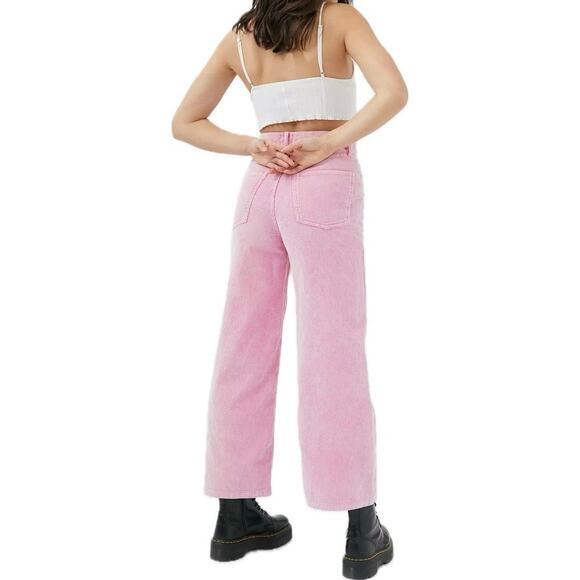 BDG URBAN OUTFITTERS Corduroy High & Wide Leg Pants 26 Pink Y2K Baddie Skater - Picture 2 of 10